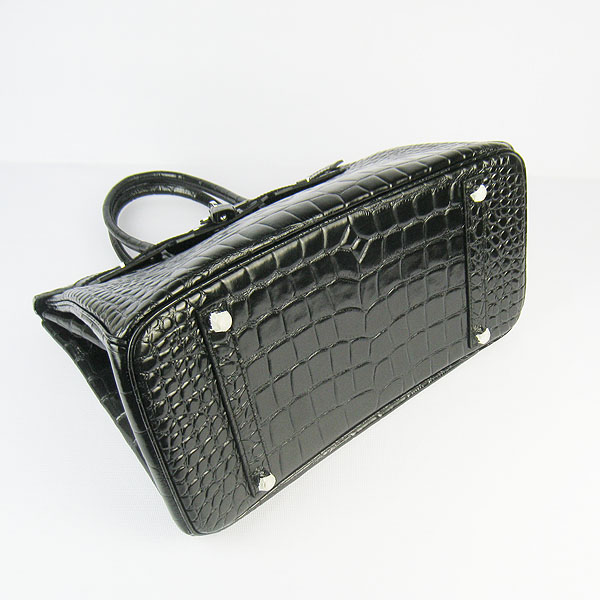 High Quality Fake Hermes Birkin 35CM Max Crocodile Veins Leather Bag Black 6089